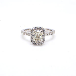 1.90 CTW Radiant 14 K White Gold Halo Engagement Ring