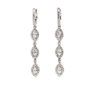 1.96 CTW 14 K White Gold Drop Earrings