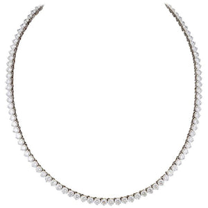 21.37 CTW Round 18 K White Gold Tennis Necklace