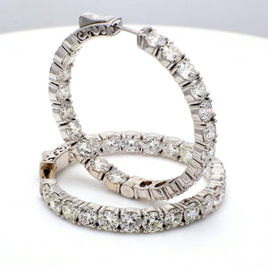 12.99 CTW Round 14 K White Gold Hoop Earrings