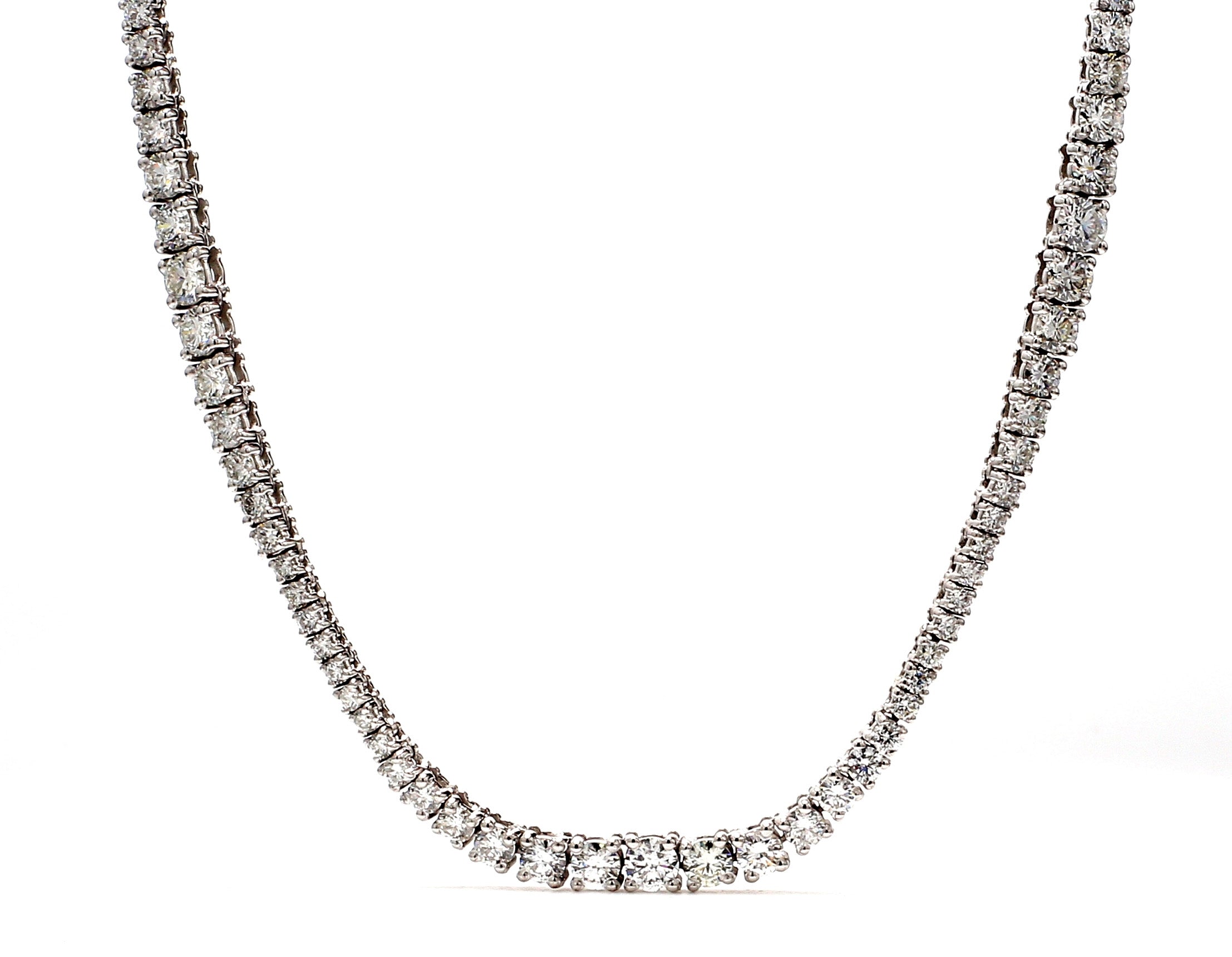 16.77 CTW Round 14 K White Gold Tennis Necklace