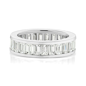 3.07 CTW Tapered Baguette 14 K White Gold Eternity Wedding Band