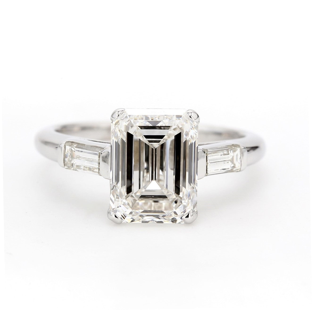 0.40 CTW Tapered Baguette 18 K White Gold Three Stone Engagement Ring