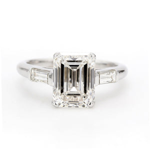 0.40 CTW Tapered Baguette 18 K White Gold Three Stone Engagement Ring