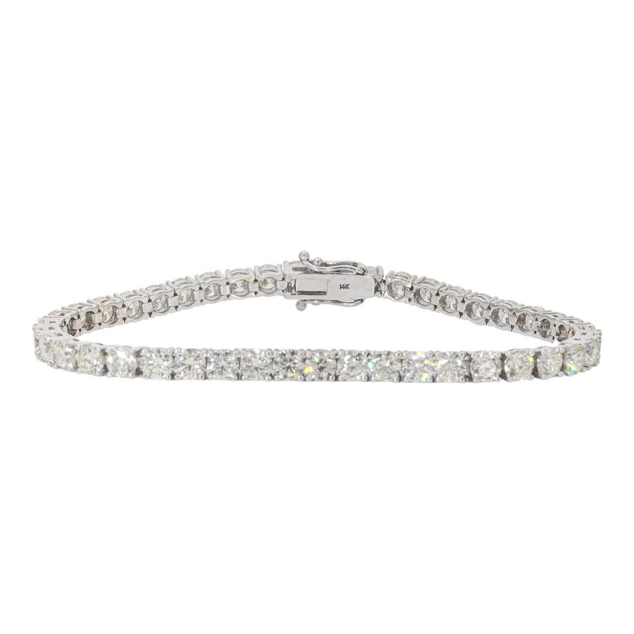 13.00 CTW Round 14 K White Gold Tennis Bracelet