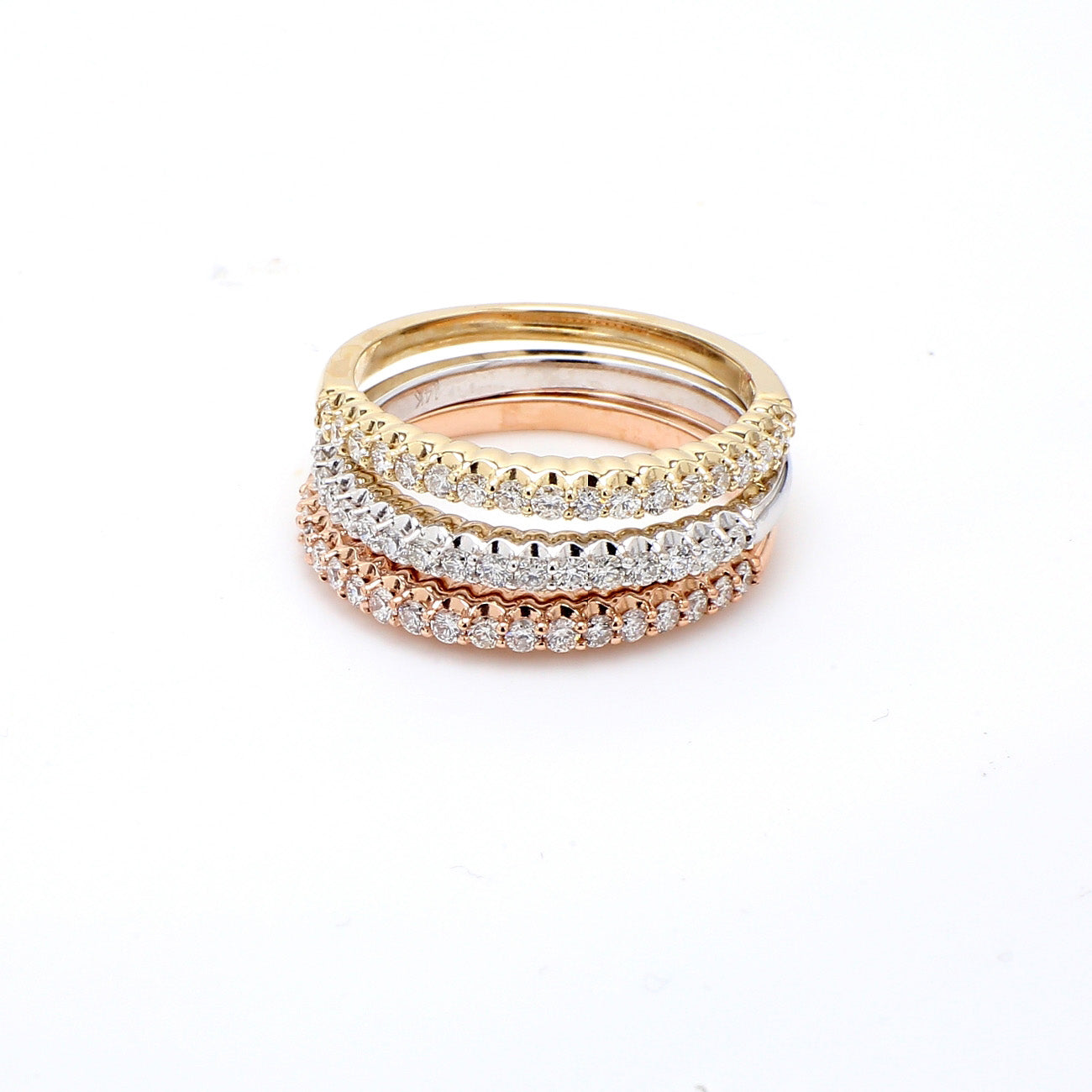 0.84 CTW Round Mix Metal Stacking Wedding Band