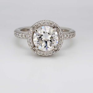 1.00 CTW Round Platinum Halo Engagement Ring