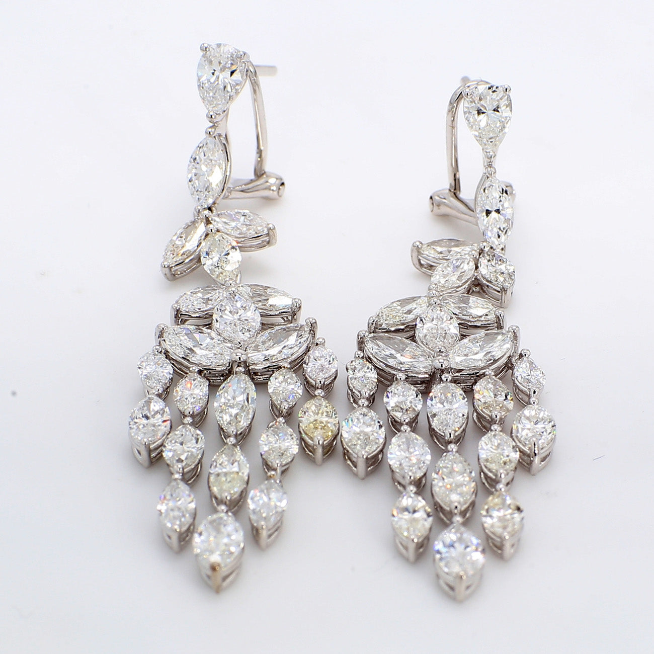 12.41 CTW Marquise 18 K White Gold Chandelier Earrings