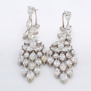 12.41 CTW Marquise 18 K White Gold Chandelier Earrings