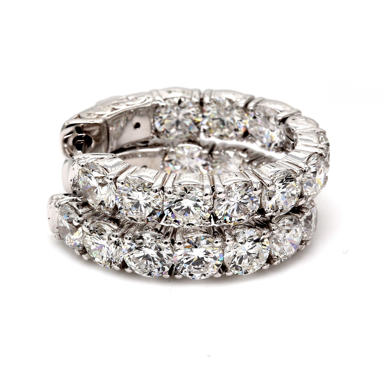 4.77 CTW Round 14 K White Gold Hoop Earrings