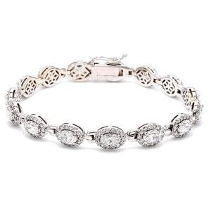 6.96 CTW Oval 14 K White Gold (Other) Bracelet