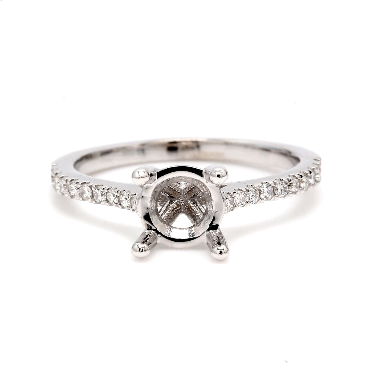 0.18 CTW Round 14 K White Gold Side Stone Engagement Ring