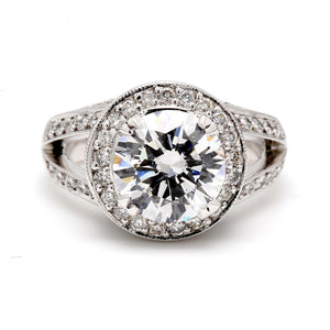 0.71 CTW Round Platinum Halo Engagement Ring