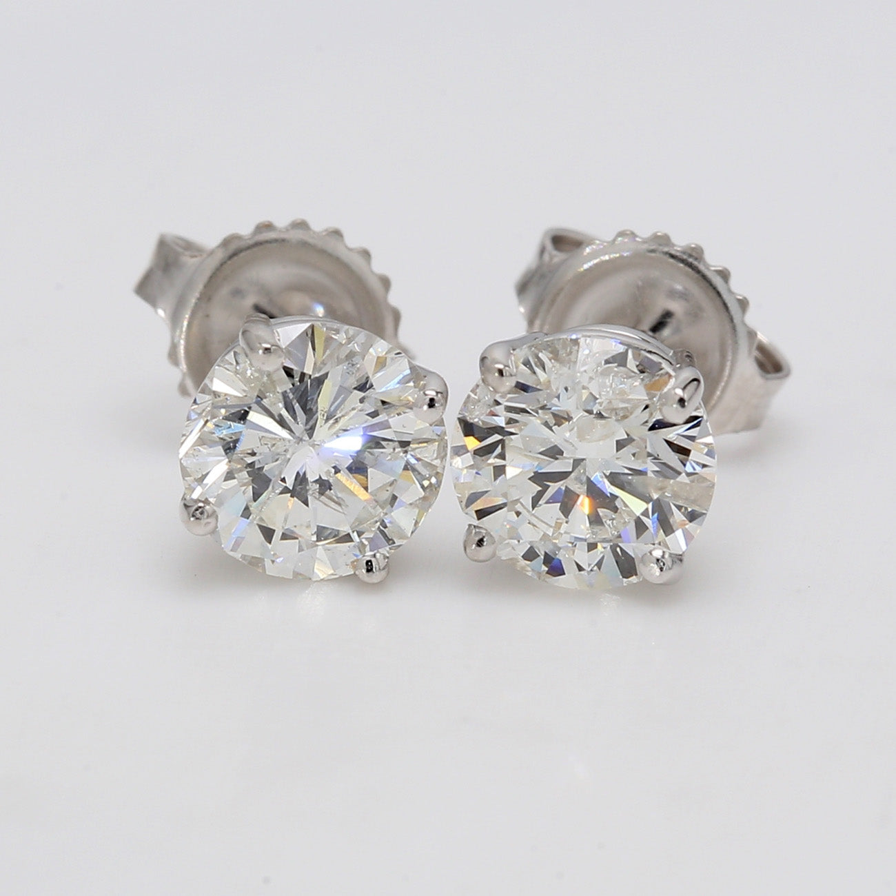 2.51 CTW Round 14 K White Gold Earring Studs