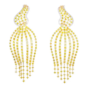 20.24 CTW Princess 18 K Yellow Gold Chandelier Earrings