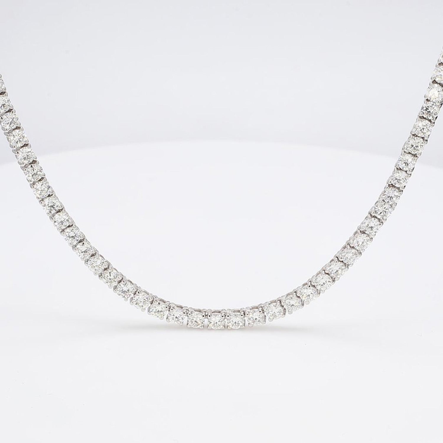 15.16 CTW Round 14 K White Gold Tennis Necklace