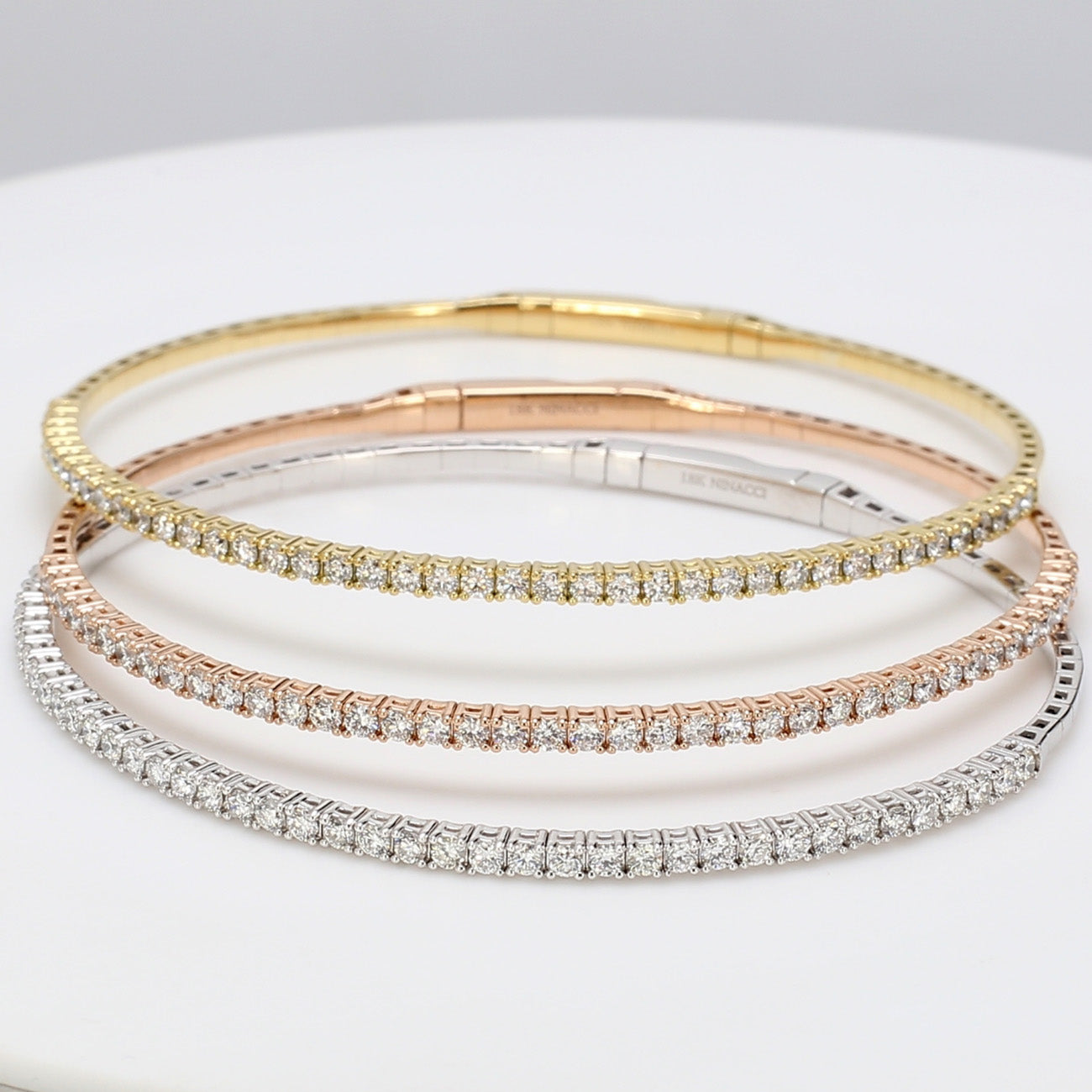 3.10 CTW Round Mix Metal Bangle Bracelet