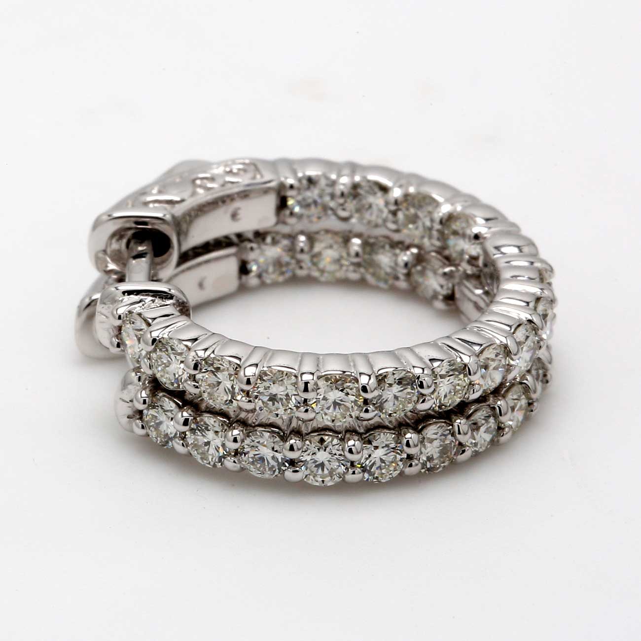 1.39 CTW Round 14 K White Gold Hoop Earrings