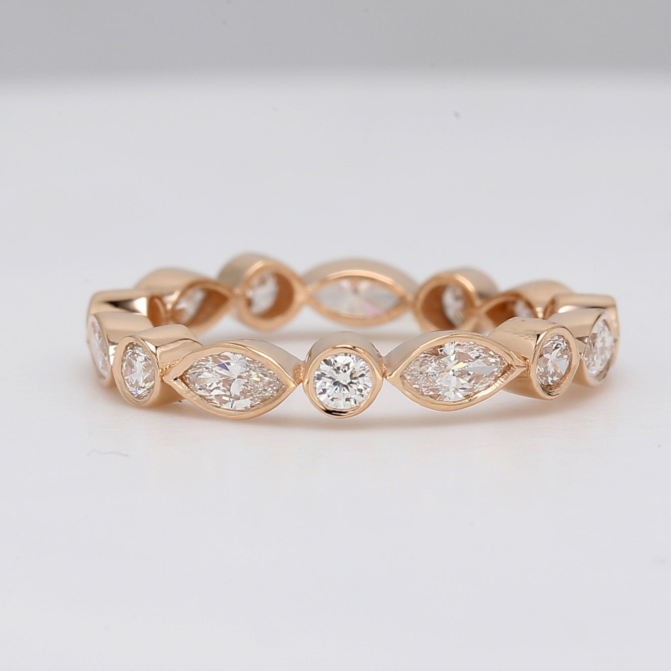 0.95 CTW 14 K Rose Gold Eternity Wedding Band