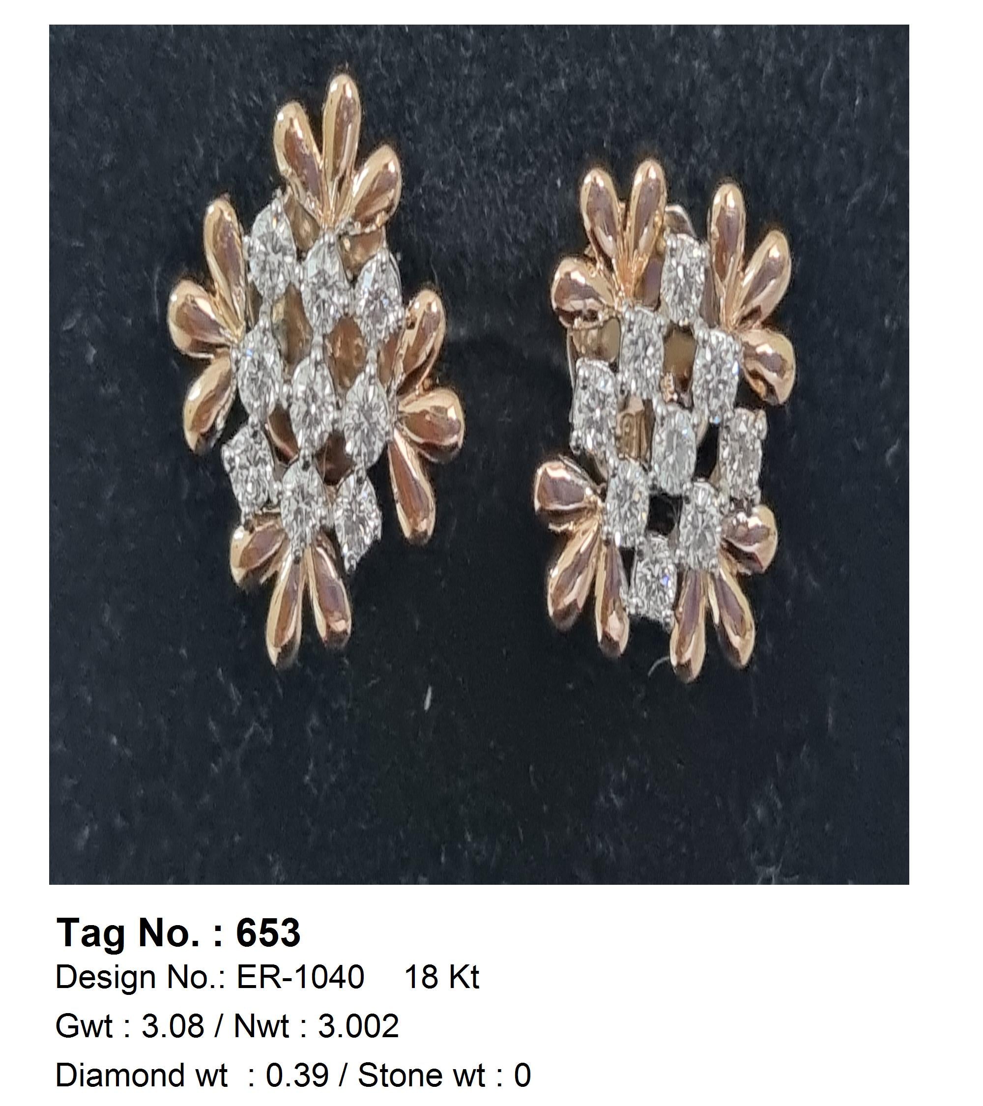 0.39 CTW 18 K Rose Gold Earring Studs