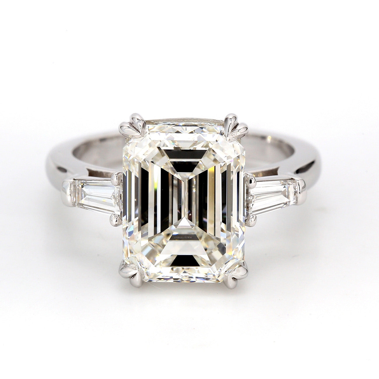 0.48 CTW Tapered Baguette Platinum Three Stone Engagement Ring