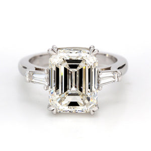 0.48 CTW Tapered Baguette Platinum Three Stone Engagement Ring