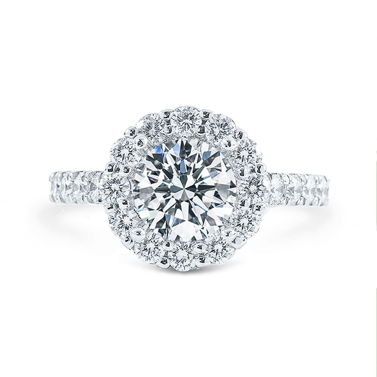 1.09 CTW Round 14 K White Gold Halo Engagement Ring