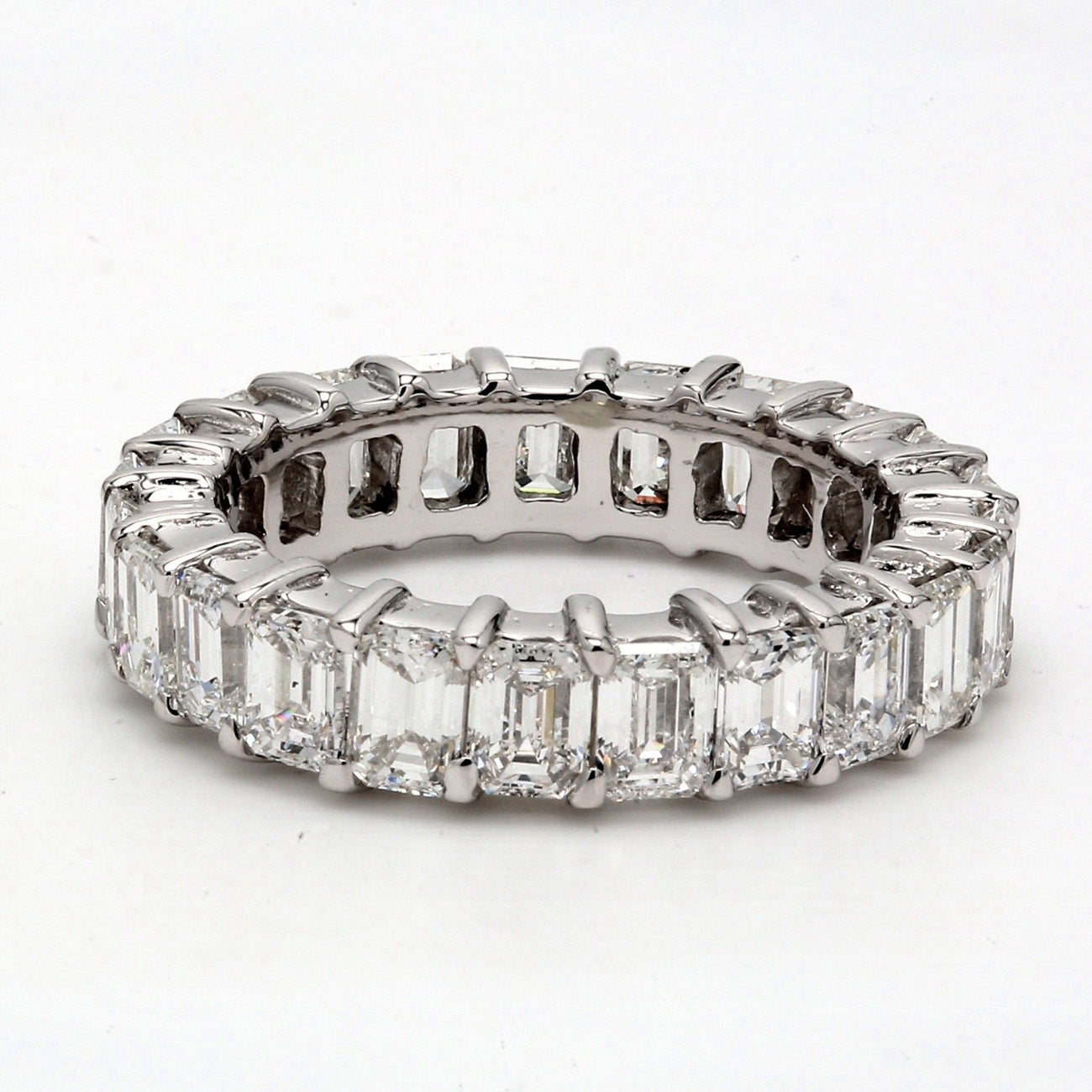 4.46 CTW Emerald 14 K White Gold Eternity Wedding Band