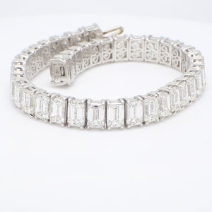 29.12 CTW Emerald Platinum Tennis Bracelet