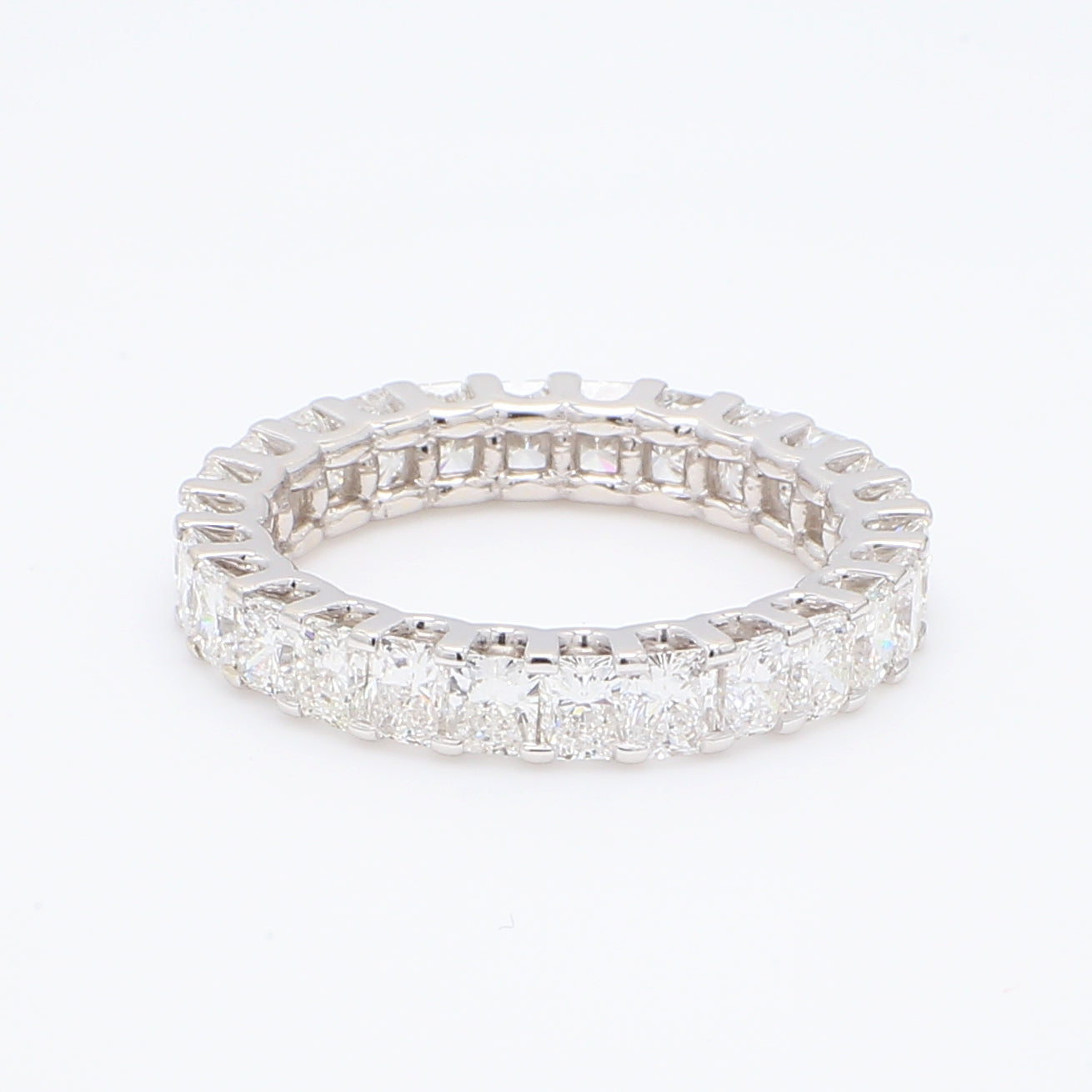 3.70 CTW Radiant 18 K White Gold Eternity Wedding Band