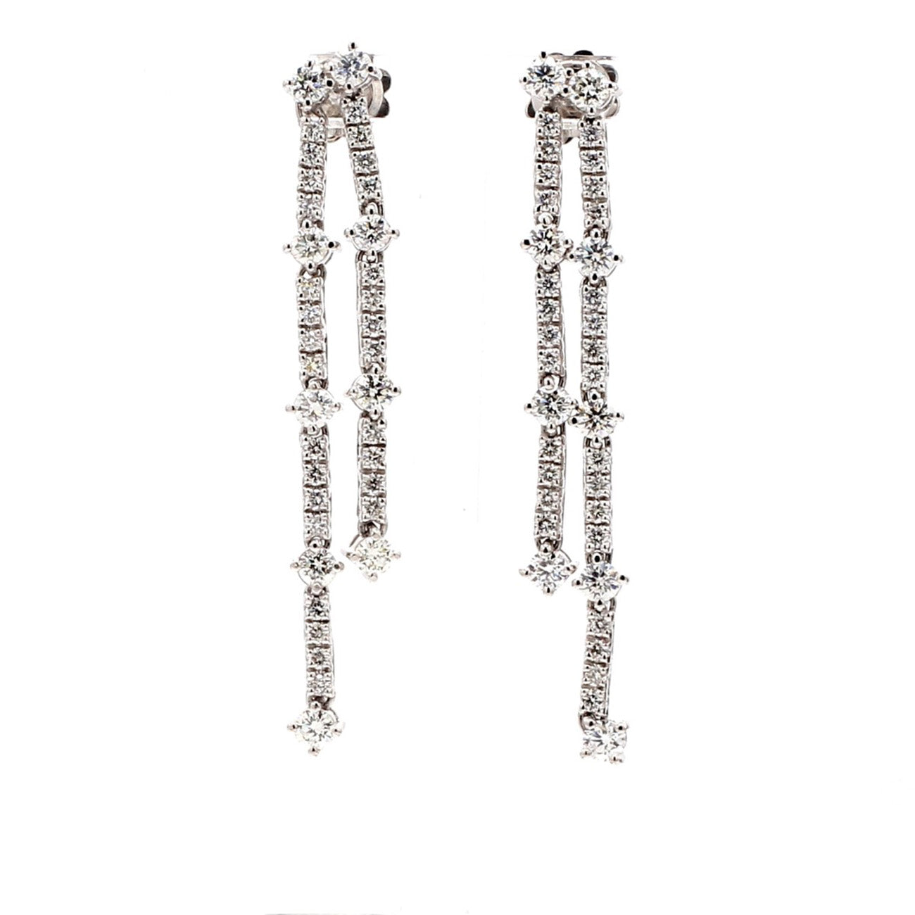 2.36 CTW Round 14 K White Gold Chandelier Earrings