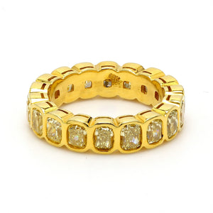 3.50 CTW Cushion 18 K Yellow Gold Eternity Wedding Band