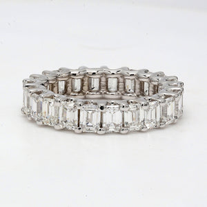 3.74 CTW Emerald 14 K White Gold Eternity Wedding Band