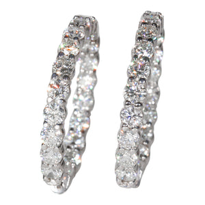 6.88 CTW Round 14 K White Gold Hoop Earrings