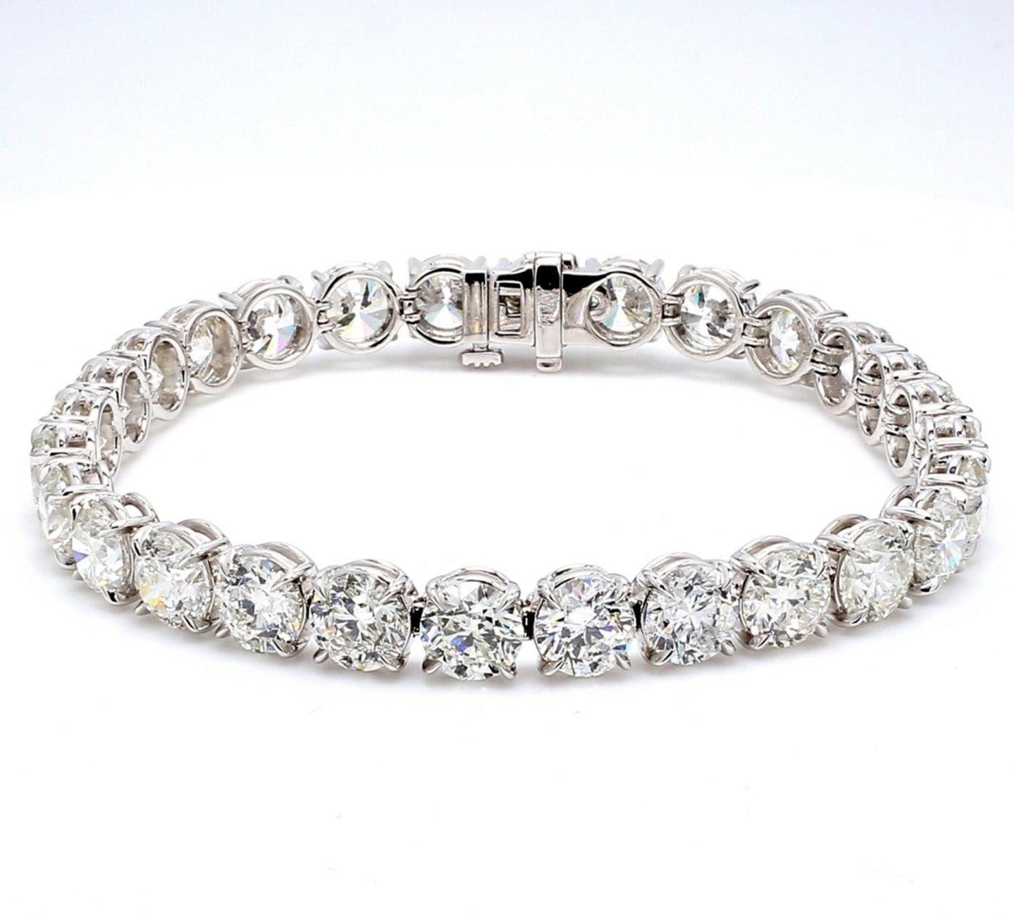 28.59 CTW Round Platinum Tennis Bracelet