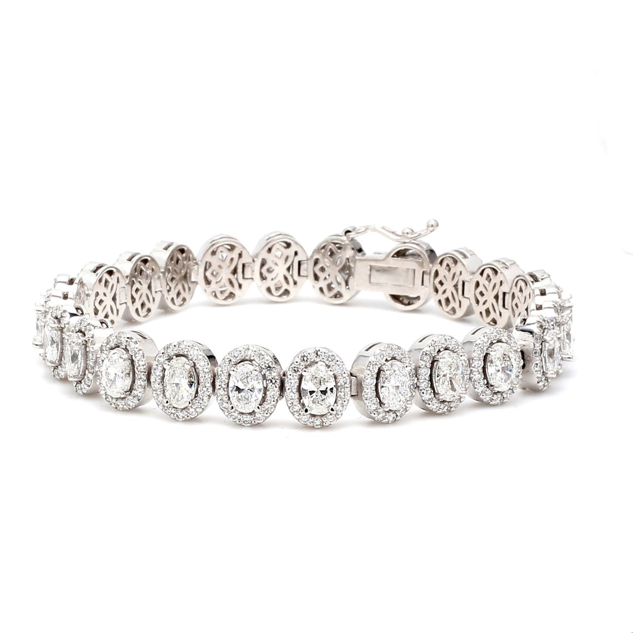 9.39 CTW Oval 14 K White Gold Tennis Bracelet