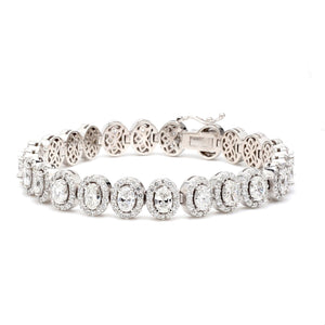 9.39 CTW Oval 14 K White Gold Tennis Bracelet