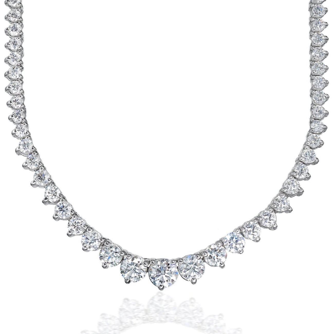 11.40 CTW Round 14 K White Gold Tennis Necklace