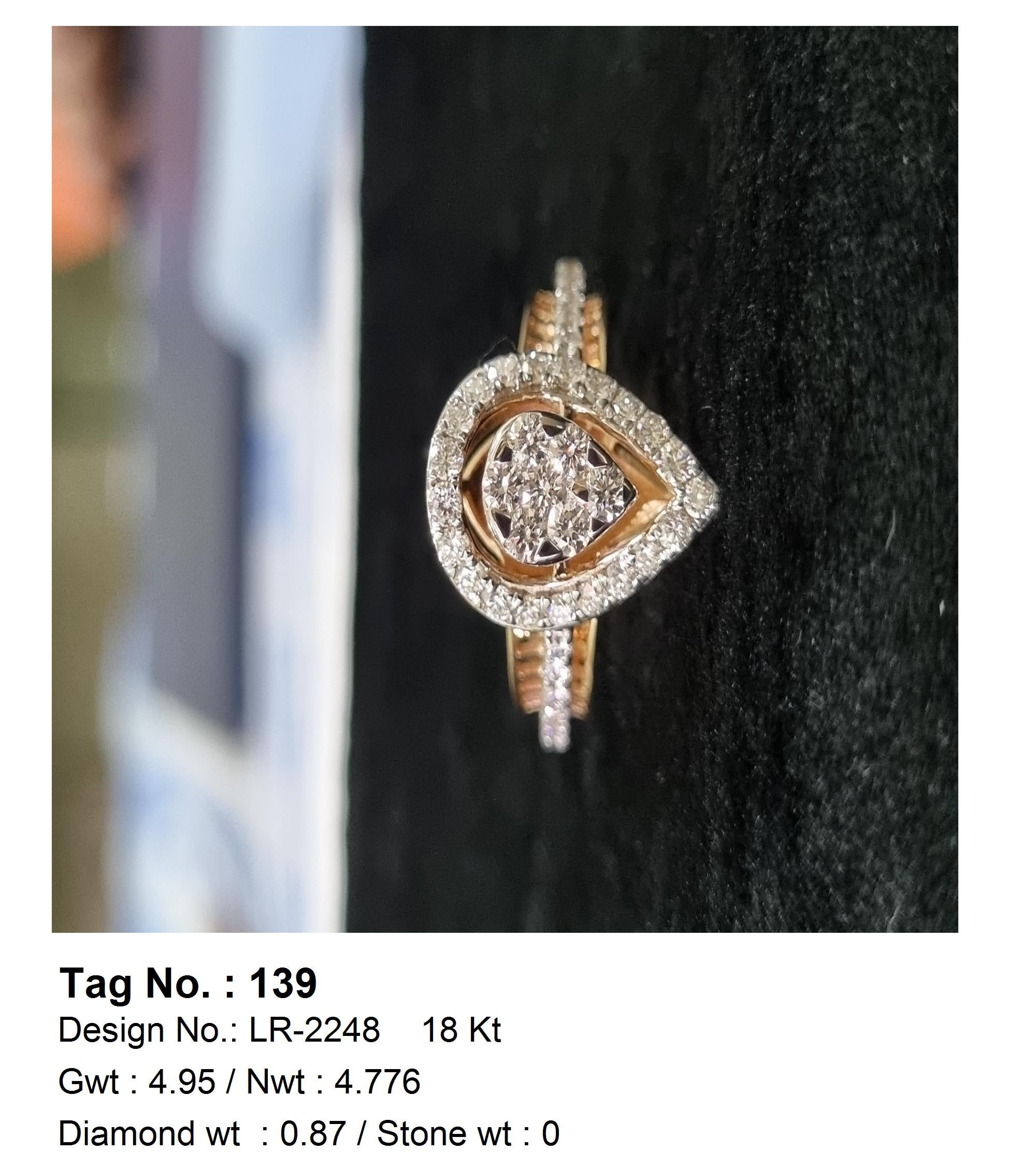 0.87 CTW 18 K Yellow Gold Women S Fashion Ring