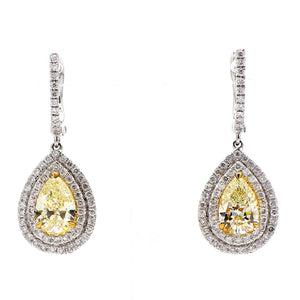 2.73 CTW Pear 18 K White Gold Drop Earrings