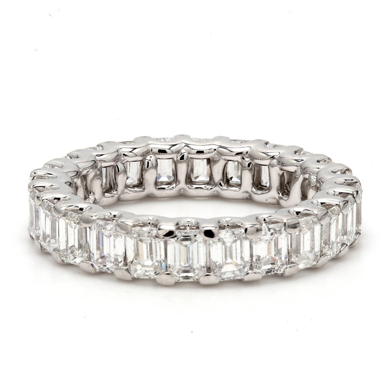 3.91 CTW Emerald 14 K White Gold Eternity Wedding Band