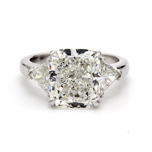 8.13 CTW Cushion Platinum Three Stone Engagement Ring