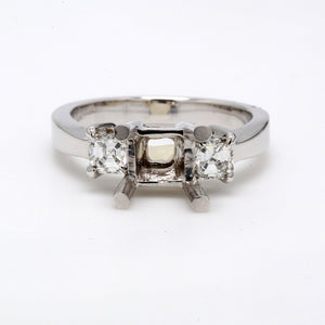 0.59 CTW Radiant 18 K White Gold Three Stone Engagement Ring