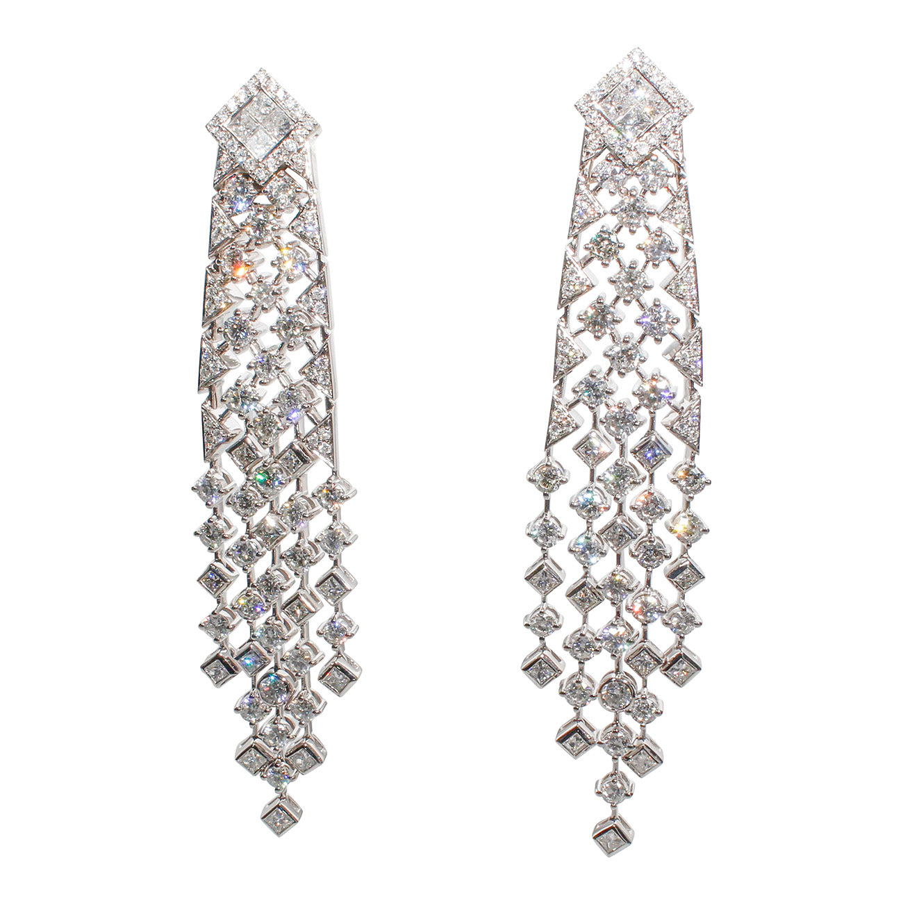 6.69 CTW 18 K White Gold Chandelier Earrings