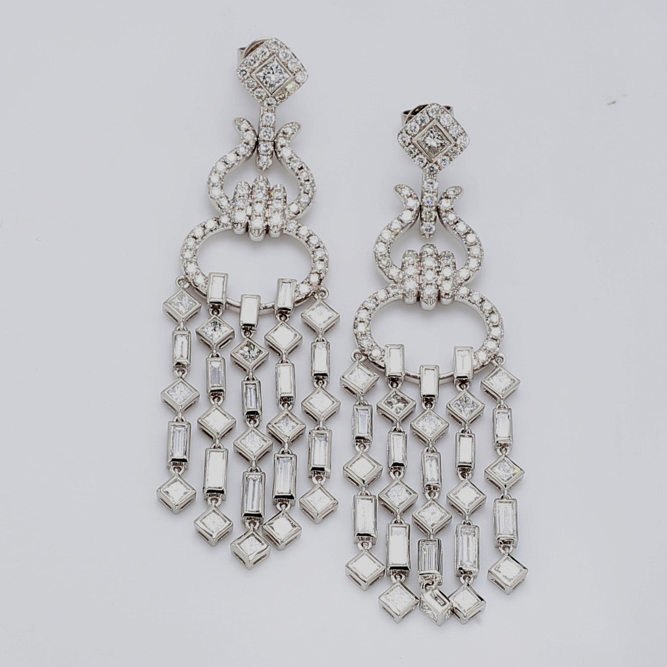 6.53 CTW 18 K White Gold Chandelier Earrings