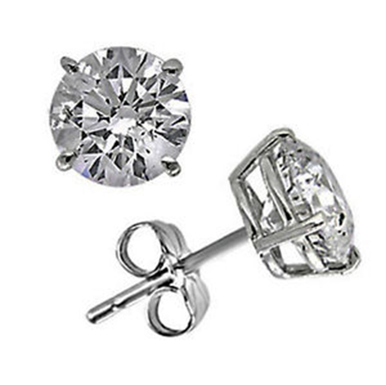 1.09 CTW Round 14 K White Gold Earring Studs