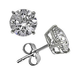 1.09 CTW Round 14 K White Gold Earring Studs