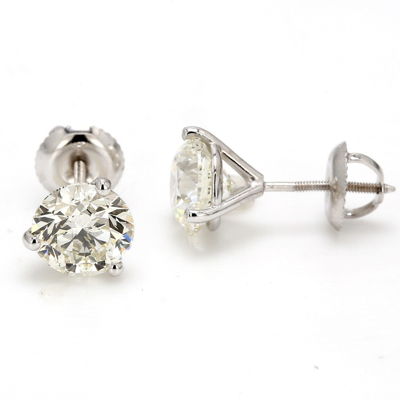 3.01 CTW Round 14 K White Gold Earring Studs