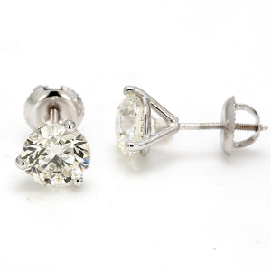 3.01 CTW Round 14 K White Gold Earring Studs