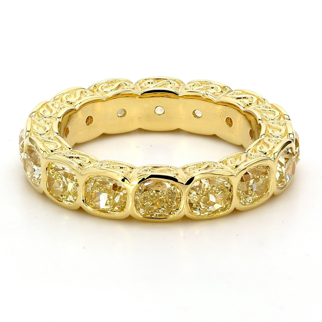 4.60 CTW Cushion 18 K Yellow Gold Eternity Wedding Band